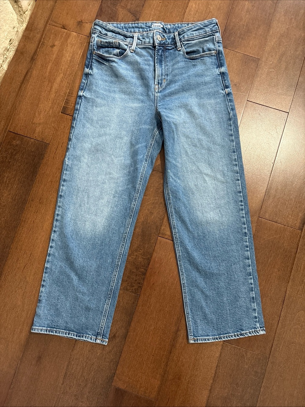 Old Navy High-Waisted Slim Wide-Leg Jeans Womens 8 552771 Cropped 25" Inseam - Picture 6 of 13